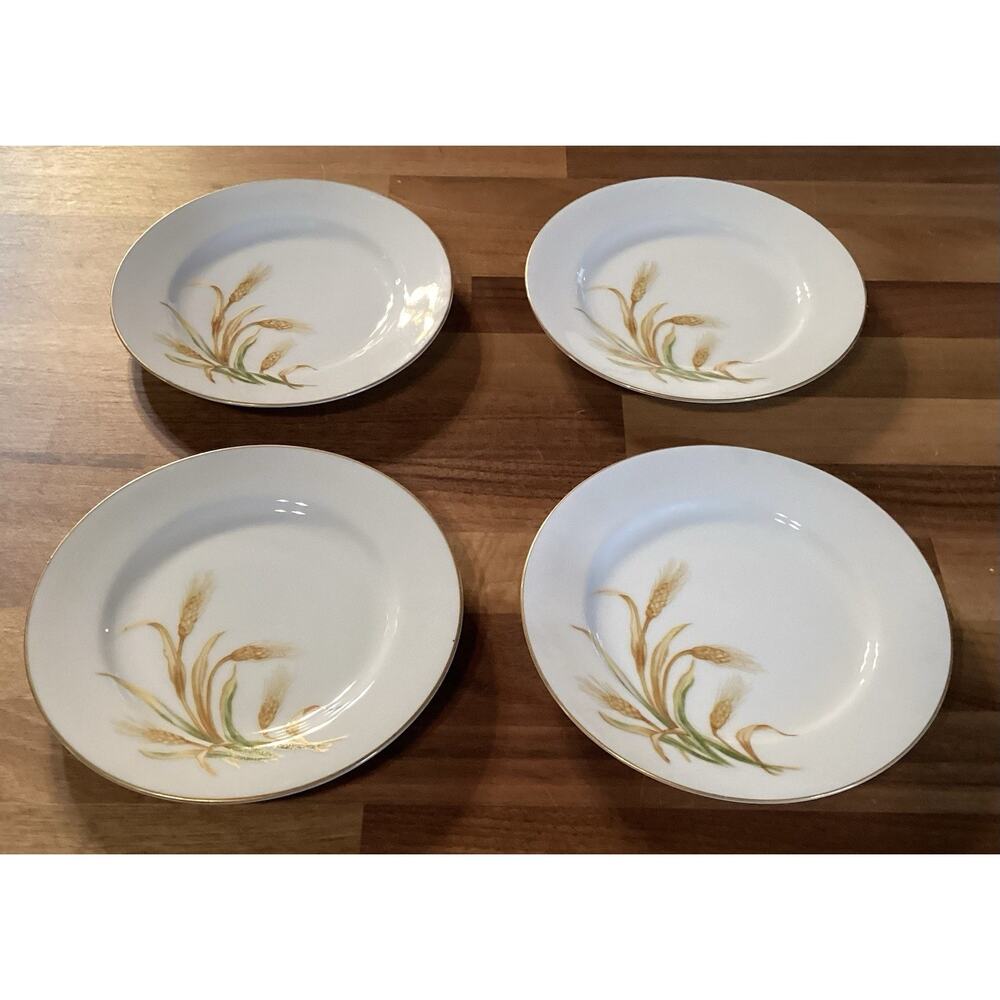 Craftsman China HARVEST 353 Bread Plates 6.25” Gold Trim Set of 4 JAPAN